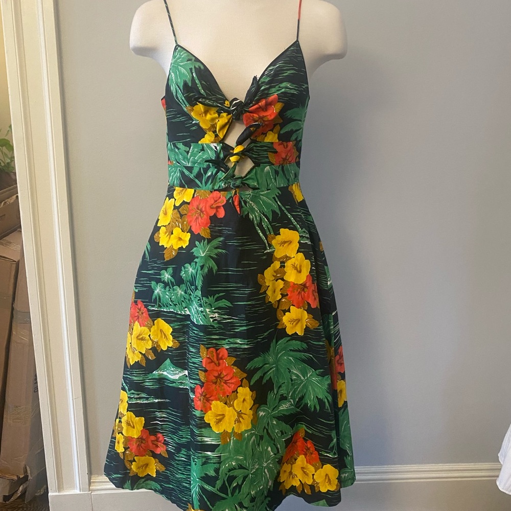 ZARA Dresses | Floral Strapless Midi with Multiple Knotted Front Small